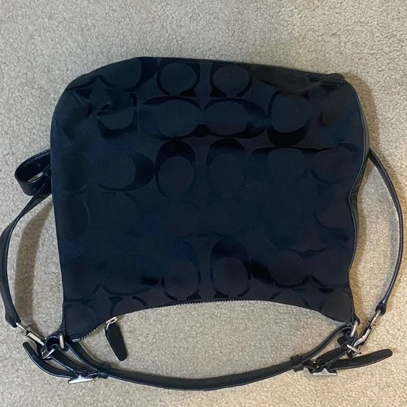 COACH  MONOGRAM CANVAS SHOULDER / CROSSBODY TOTE BAG BLACK - Picture 4 of 7